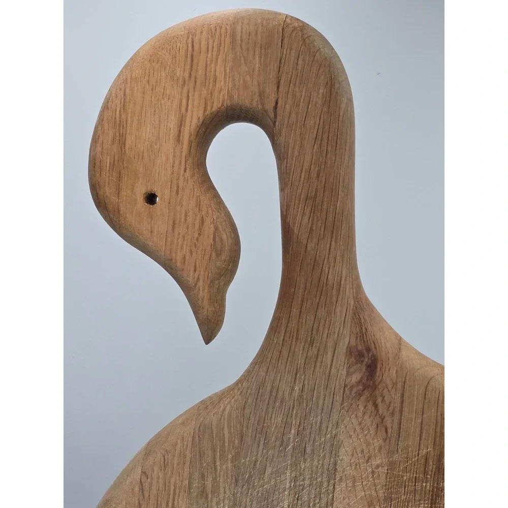 Vintage Handmade Swan Wooden‎ Cutting Board Round Rustic Farmhouse Serving Tray